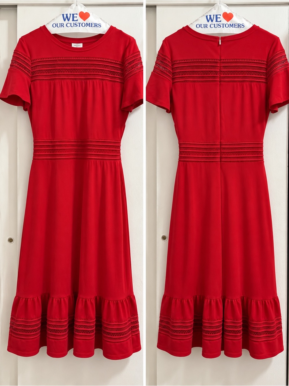 MICHAEL Michael Kors Red Knit Lace-Trim Girls Dress